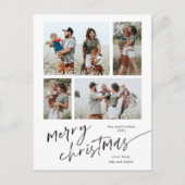 Eenvoudig 4 Fotocollage Script Vrolijk Kerstfeest Feestdagenkaart (Voorkant)