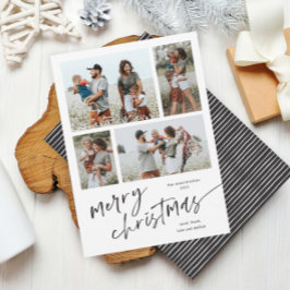 Eenvoudig 4 Fotocollage Script Vrolijk Kerstfeest Feestdagenkaart