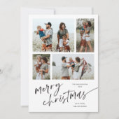 Eenvoudig 4 Fotocollage Script Vrolijk Kerstfeest Feestdagenkaart (Voorkant)