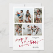 Eenvoudig 4 Fotocollage Script Vrolijk Kerstfeest Feestdagenkaart (Voorkant)