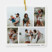 Eenvoudig 4 Fotocollage Script Vrolijk Kerstfeest Keramisch Ornament (Voorkant)