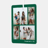 Eenvoudig 4 Fotocollage Script Vrolijk Kerstfeest Metalen Ornament (Voorkant links)