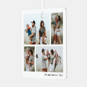 Eenvoudig 4 Fotocollage Script Vrolijk Kerstfeest Metalen Ornament (Voorkant links)