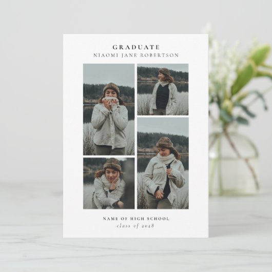 Eenvoudig 4 Photo Collage Afstuderen Aankondiging (Staand voorkant)