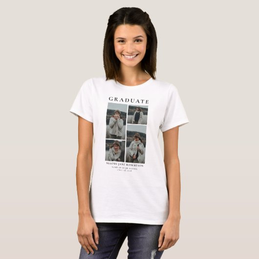 Eenvoudig 4 Photo Collage Afstuderen Gift T-shirt (Voorkant volledig)