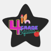 Eenvoudig 4e klas squad crew team terug naar schoo ster sticker (Voorkant)