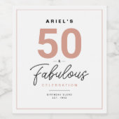 Eenvoudig 50- en Fabulous Personal Wine Label Wijn Etiket (Enkel label)