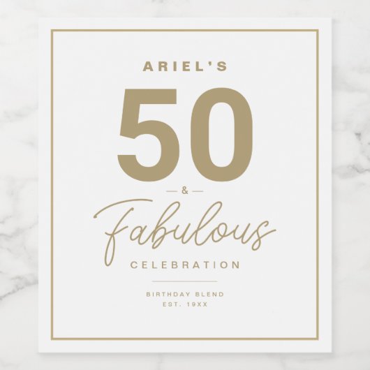 Eenvoudig 50- en Fabulous Personal Wine Label Wijn Etiket (Enkel label)