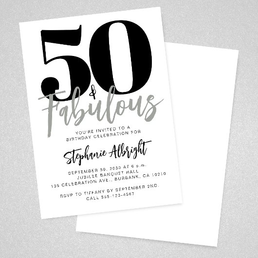 Eenvoudig 50 en Fantastisch Script 50ste Verjaarda Kaart