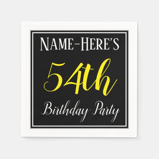 Eenvoudig, 54e verjaardagsfeestje w / aangepaste n servet (Voorkant)