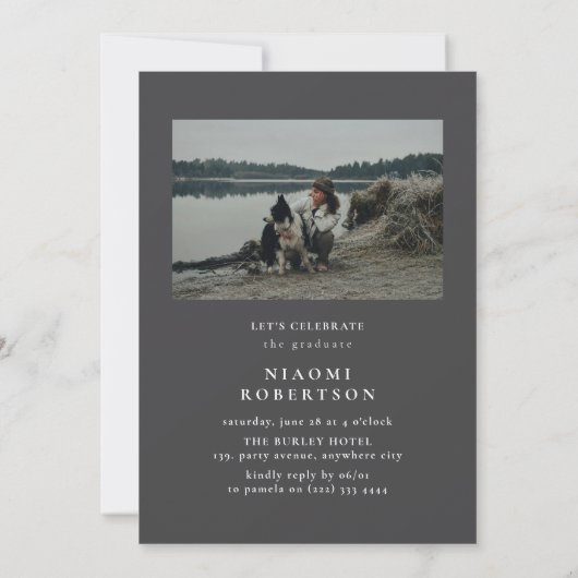 Eenvoudig 5 foto collage afstudeerfeest kaart (Achterkant)