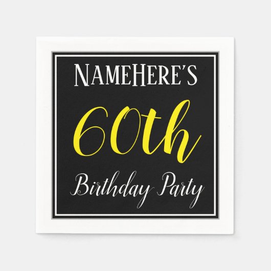 Eenvoudig, 60ste verjaardagsfeestje w / aangepaste servet (Voorkant)