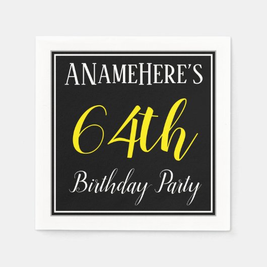 Eenvoudig, 64e verjaardagsfeestje w / aangepaste n servet (Voorkant)