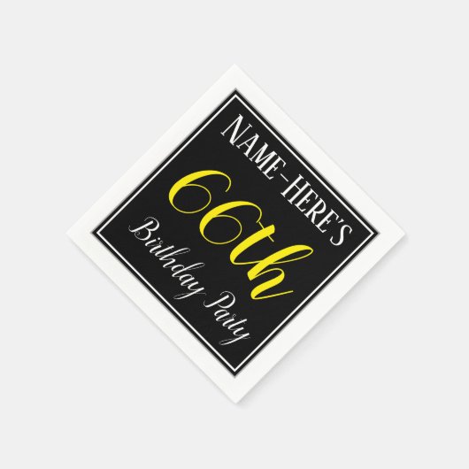 Eenvoudig, 66ste verjaardagsfeest met aangepaste n servetten (Hoek)
