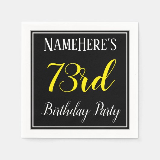 Eenvoudig, 73e verjaardagsfeestje w / aangepaste n servet (Voorkant)