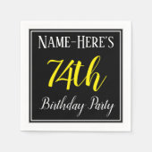 Eenvoudig, 74e verjaardagsfeestje w / aangepaste n servetten (Voorkant)