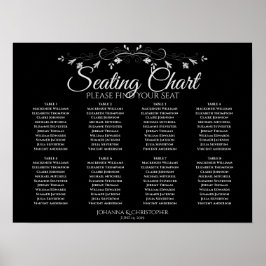 Eenvoudig 8-tabel grijs op zwarte bruiloft poster