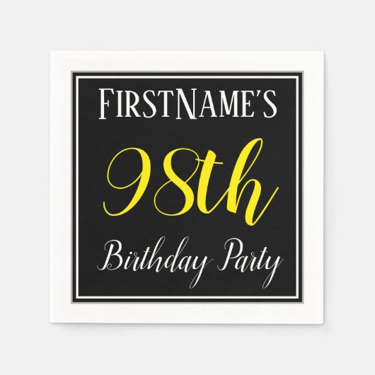 Eenvoudig, 98ste verjaardagsfeestje w / aangepaste servetten (Voorkant)