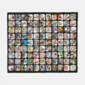 Eenvoudig 99 foto-collage, afgerond vierkant zwart fleece deken (Voorkant (Horizontaal))