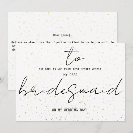 Eenvoudig aan Bridesmaid op mijn huwelijksdag Naam (Voorkant / Achterkant)