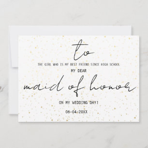 Eenvoudig aan mijn getuige op onze trouwdag 