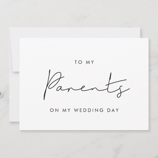 Eenvoudig aan mijn ouders op mijn trouwdag kaart (Voorkant)