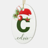 Eenvoudig aangepast, aangepast kerstfeest keramisch ornament (Links)