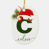 Eenvoudig aangepast, aangepast kerstfeest keramisch ornament (Voorkant)