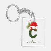 Eenvoudig aangepast, aangepast kerstfeest sleutelhanger (Voorkant Links)