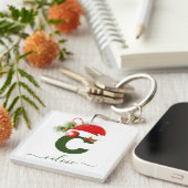 Eenvoudig aangepast, aangepast kerstfeest sleutelhanger (Voorkant Rechts)