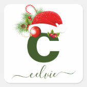 Eenvoudig aangepast, aangepast kerstfeest vierkante sticker (Voorkant)