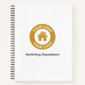 Eenvoudig aangepast bedrijfslogo en tekst wit notitieboek (Voorkant)