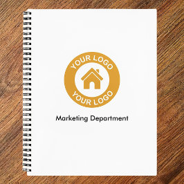 Eenvoudig aangepast bedrijfslogo en tekst wit notitieboek