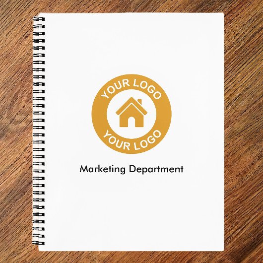 Eenvoudig aangepast bedrijfslogo en tekst wit notitieboek