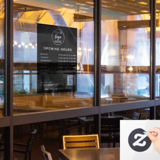 Eenvoudig aangepast bedrijfslogo Openingstijden Raamsticker (Restaurant Raam)