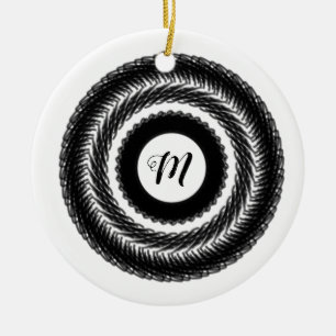 eenvoudig aangepast BLACK mandala monogram voeg jo Keramisch Ornament