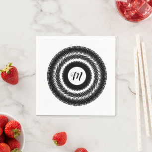 eenvoudig aangepast BLACK mandala monogram voeg jo Servet