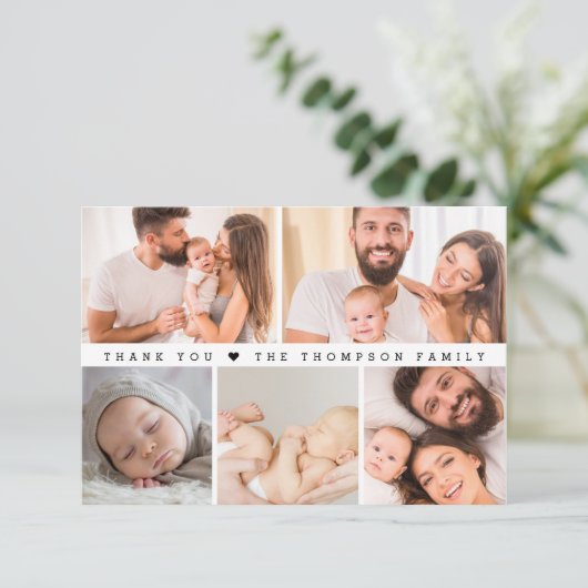 Eenvoudig aangepast fotocollage-Baby shower Bedankkaart (Staand voorkant)