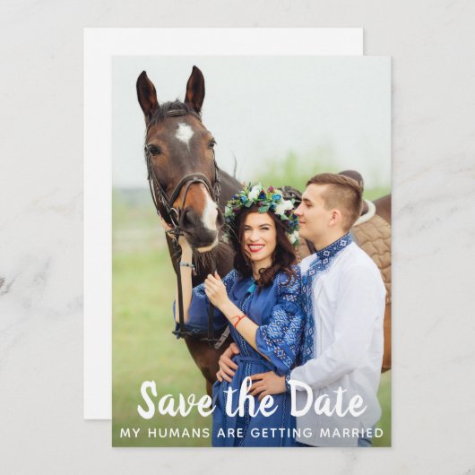 Eenvoudig aangepast fotoweddenschap Pet Pet Save The Date (Voorkant / Achterkant)