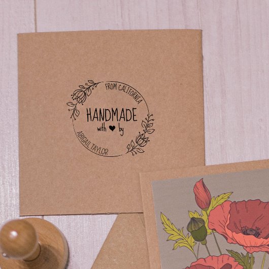 Eenvoudig aangepast handgemaakt met liefde, Floral Rubberstempel