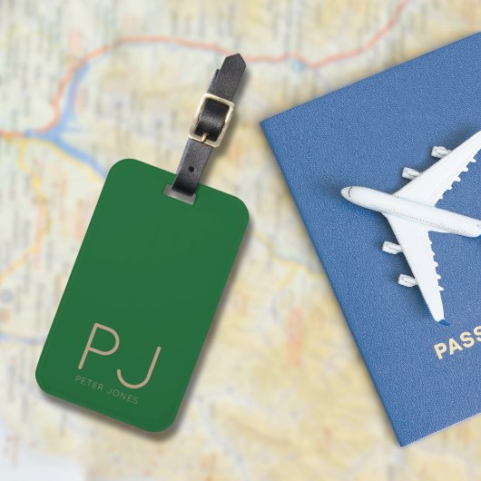 Eenvoudig aangepast initiaal monogram toevoegen bagagelabel