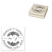 Eenvoudig aangepast Initialen Script Round Wedding Rubberstempel (Gestempeld)