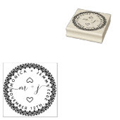 Eenvoudig aangepast Initialen Script Round Wedding Rubberstempel (Gestempeld)