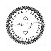Eenvoudig aangepast Initialen Script Round Wedding Rubberstempel (Afrduk)