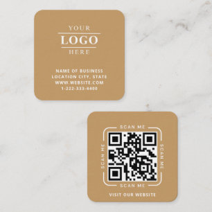 Eenvoudig aangepast logo en QR-code vierkant Vierkante Visitekaartje