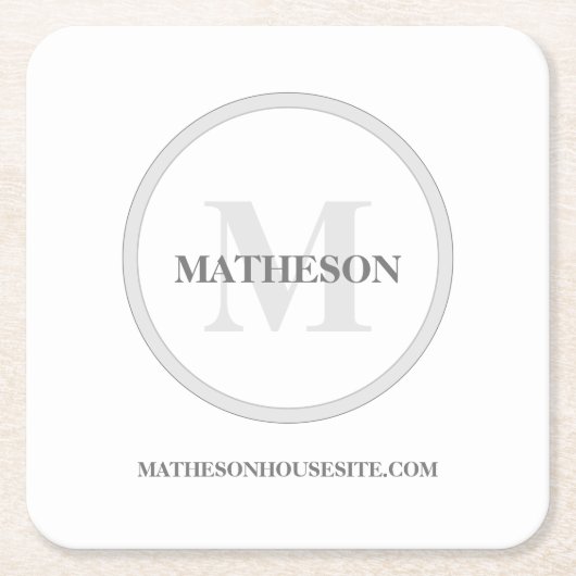 Eenvoudig aangepast Monogram Hotel Bed ontbijt Kartonnen Onderzetters (Voorkant)