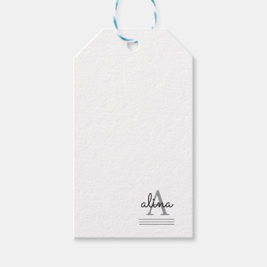 Eenvoudig Aangepast Ontwerp Persoonlijke Monogram Cadeaulabel (Voorkant)