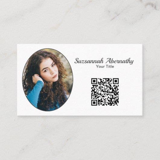 Eenvoudig aangepast ovaal foto QR-code Visitekaart Visitekaartje (Voorkant)