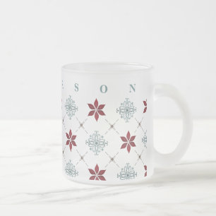 Eenvoudig aangepast rood blauw ster bloemmotief pa matglas koffiemok