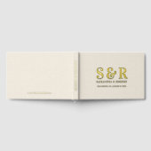 Eenvoudig aangepast typografisch ontwerp beige lin gastenboek (Volledig)